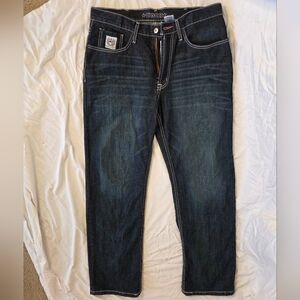 Cinch Mens White Label Relaxed Fit Dark Stonewash Jeans Size 32x32